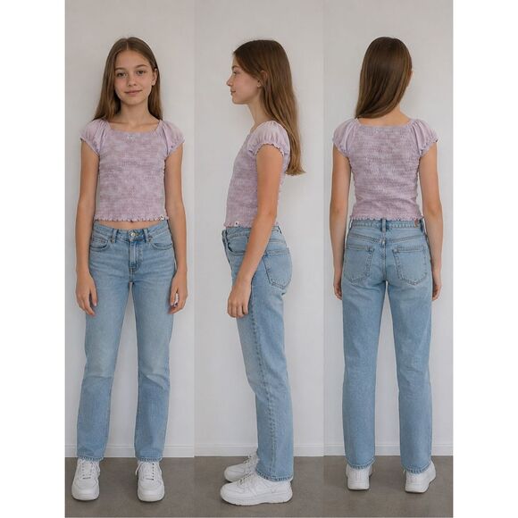 abercrombie kids Other - Abercrombie Kids Girls Smocked Puff Sleeve Top Sz15/16 Light Pink Stretch Shirt